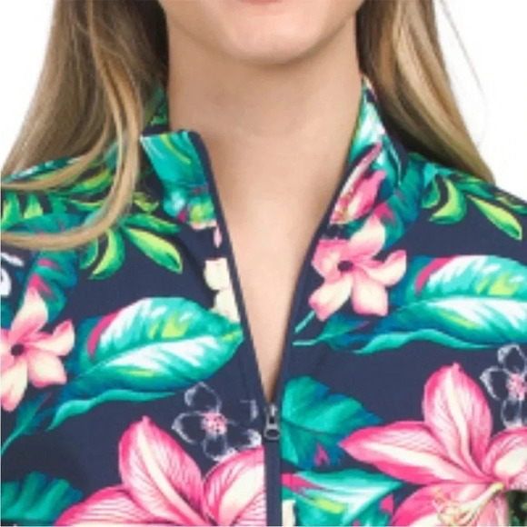 Tommy Bahama- Floral Long Sleeve Zip-up UPF 50 size Small - Picture 2 of 6